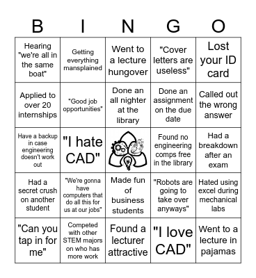 Engineering Society Bingo Card