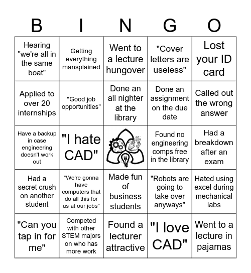 Engineering Society Bingo Card