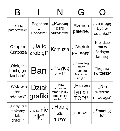 Stachowiak Bingo Card