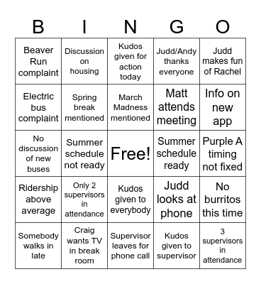 Meeting Bingo Card