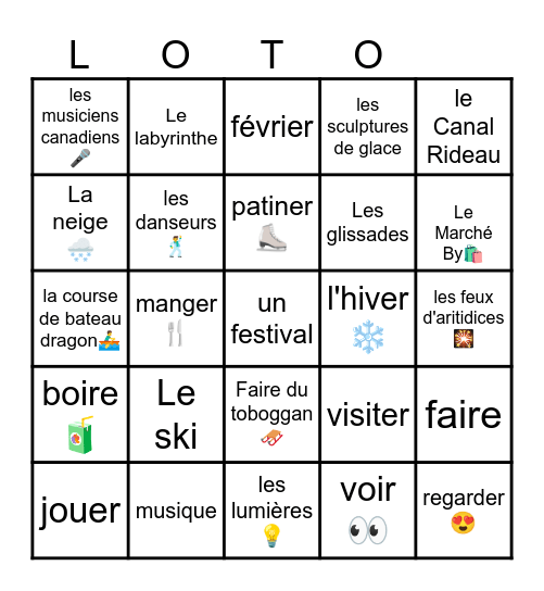 Bal de Neige Bingo Card