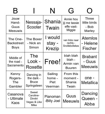 Swingo 9maart 2024 Bingo Card
