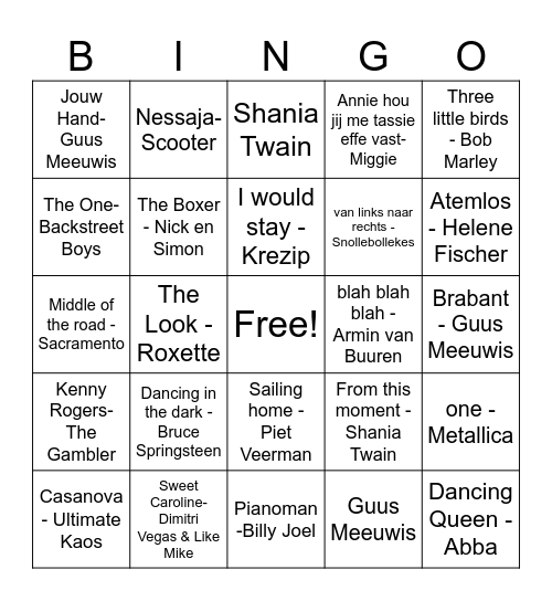 Swingo 9maart 2024 Bingo Card