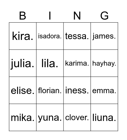 Bingo Card