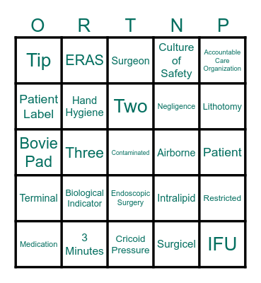 AORN Review Bingo Card