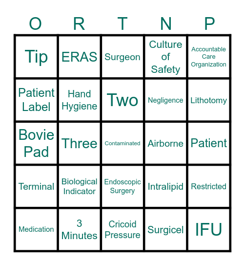 AORN Review Bingo Card