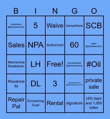 Fill In The Blanks Bingo Card