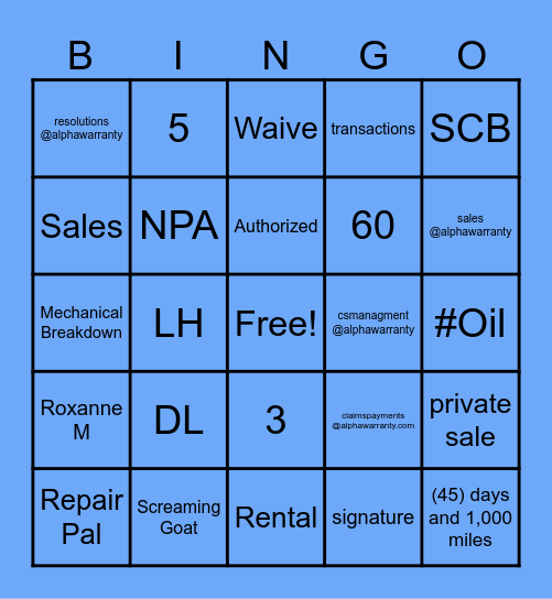 Fill In The Blanks Bingo Card
