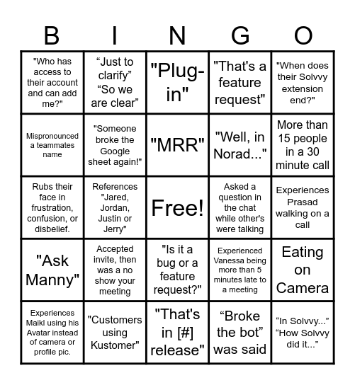 Solvvy to ZVA Migratoin BINGO Card