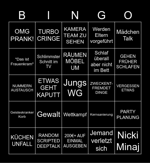 Jungs WG Bingo Card