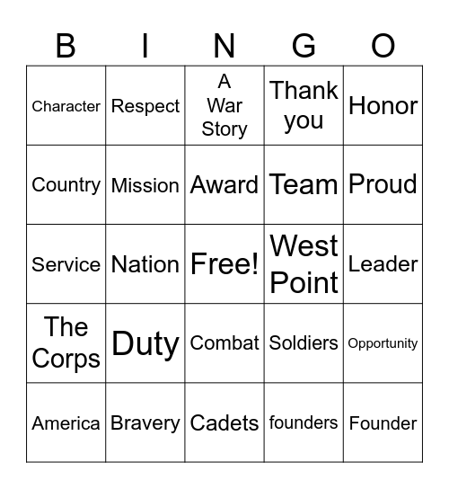 West Point Bingo Card