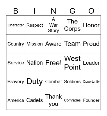 West Point Bingo Card