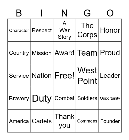 West Point Bingo Card