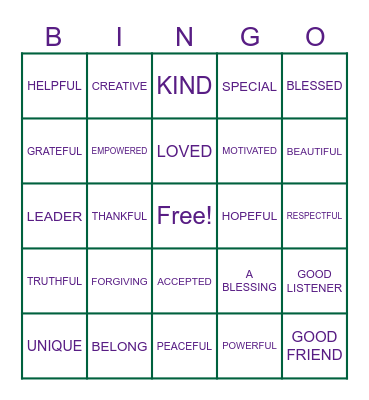 I AM... Bingo Card