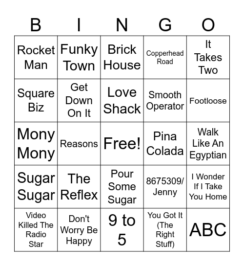 Music Bingo Card