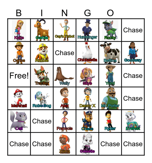 Paw Patrol Bingo Card