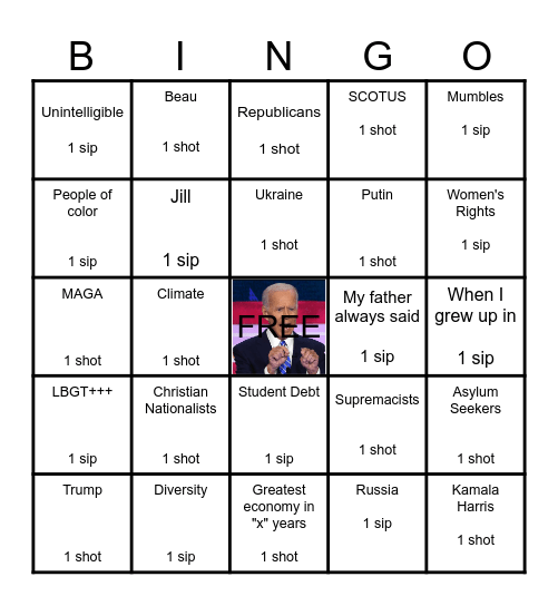 SOTU 2024 Biden Bingo Card