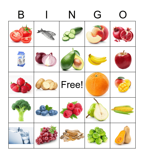 Nutrition Bingo Card