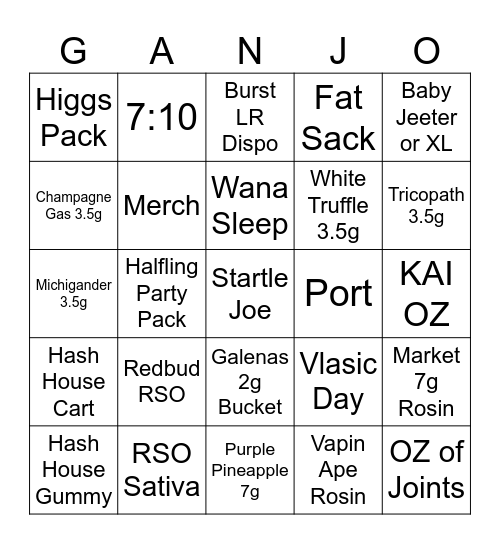 #1 Bingo Card