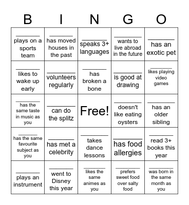Icebreaker: Name Bingo!!! Bingo Card