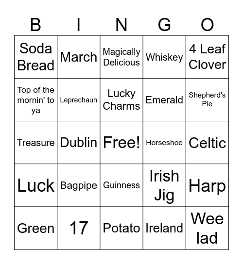 Happy St. Patrick's Day! Bingo Card