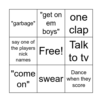 Things dad does during a hocky game Bingo Card