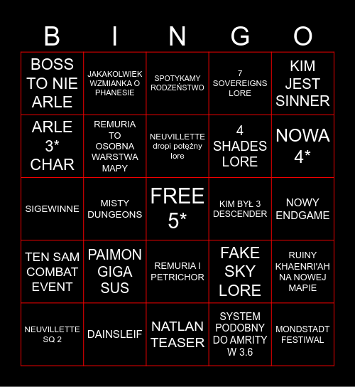 4.6 Bingo Card