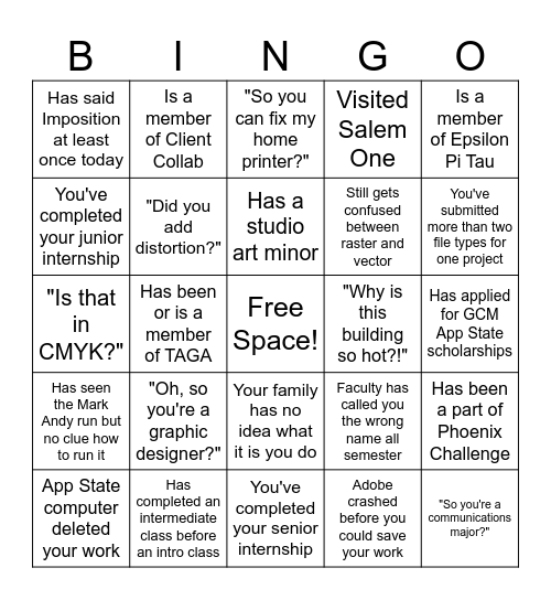 GCM BINGO Card