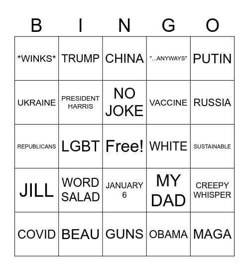 SOTU BINGO Card