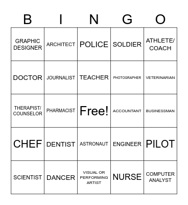 CAREER BINGO Card