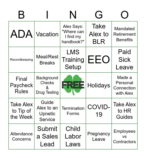 HRS Saint Patrick's Day Bingo Card