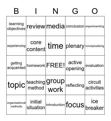 Lesson plans Bingo Card