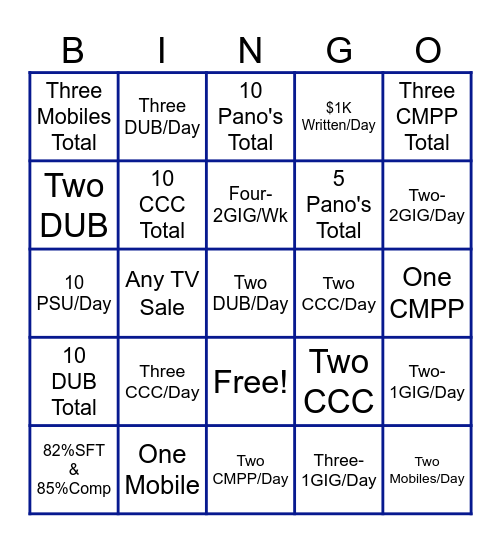 3.11-3.14 Bingo Card