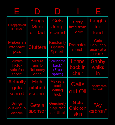 Special Edd/Sauceddie Bingo (TikToks) Bingo Card