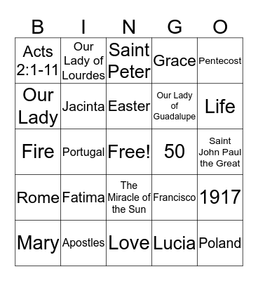 Religion Review Bingo Card