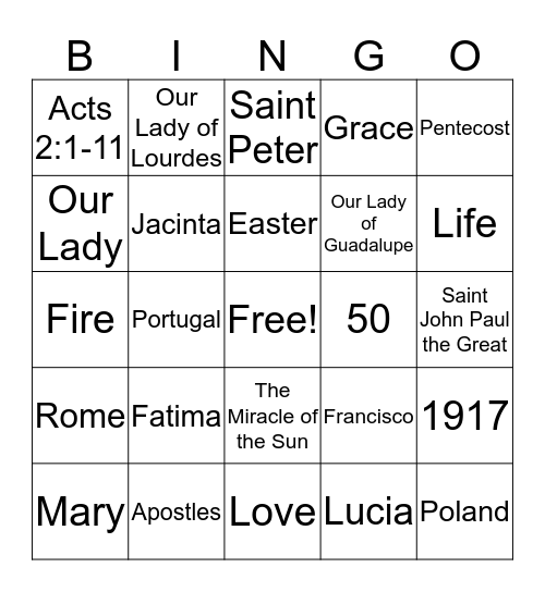 Religion Review Bingo Card