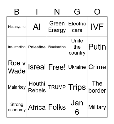 2024 SOTU Bingo Card
