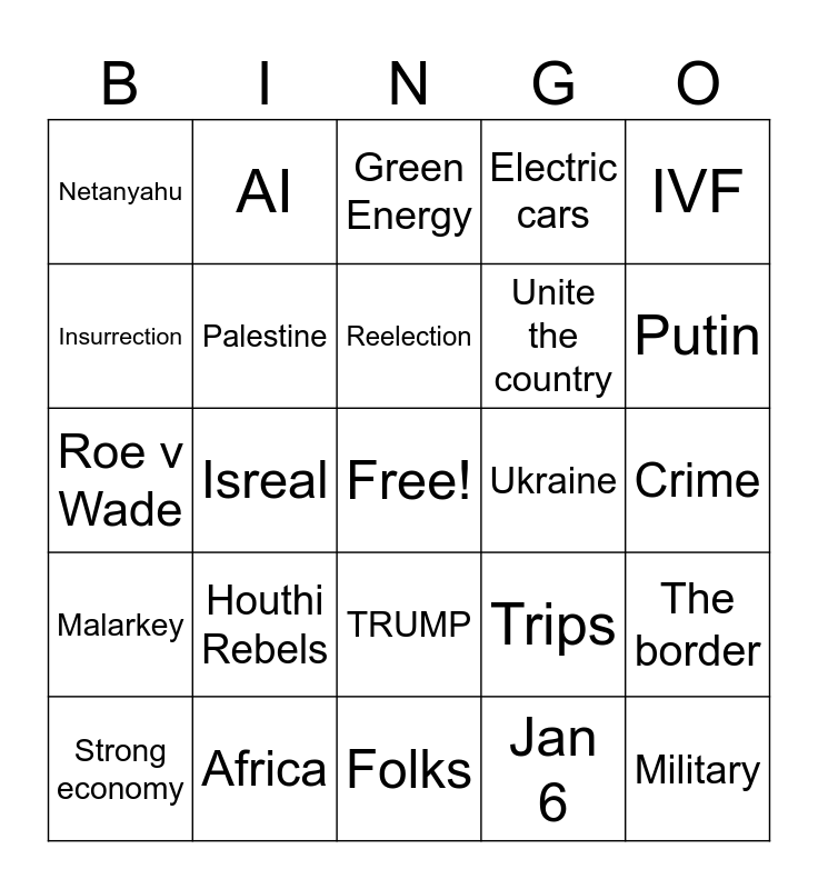 2024 SOTU Bingo Card