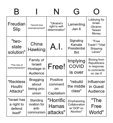 SOTU 2024 Bingo Card