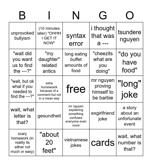 geo bingo Card