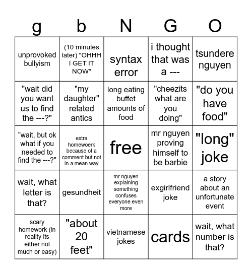 geo bingo Card