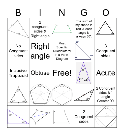 2D Polygon Classification Attributes Bingo Card