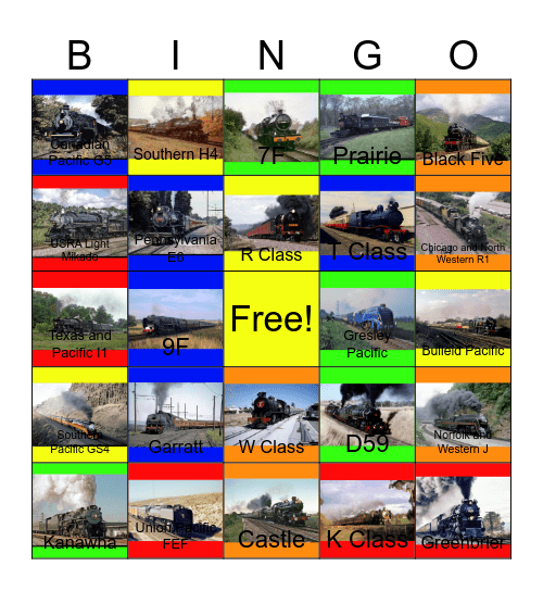 Steam Rail Fanning in the 1970's and the 1980's Bingo Card