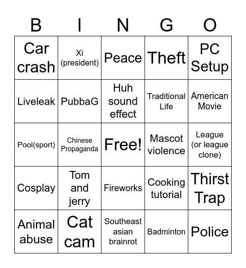 Douyin Bingo Card