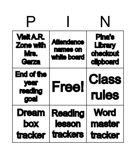 Pina's Open House Bingo! Bingo Card