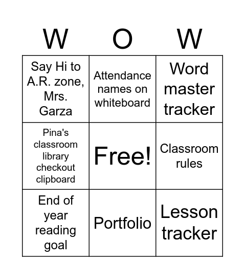 Pina's Open House Bingo Card