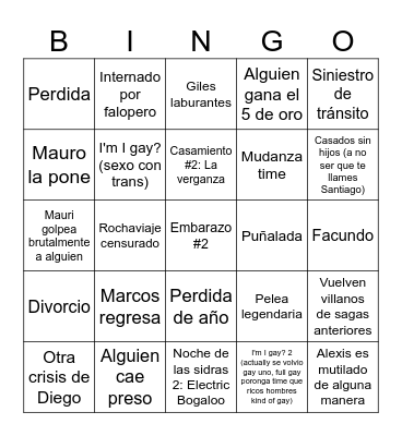 Los pibes 2024 Bingo Card