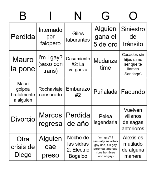 Los pibes 2024 Bingo Card