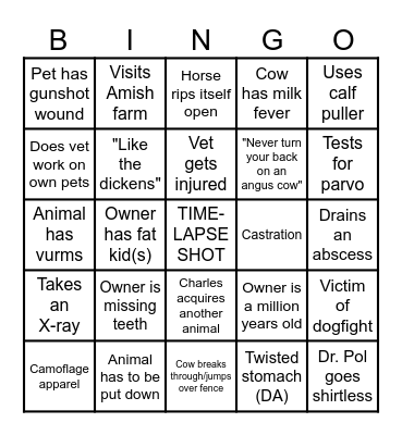 Dr. Pol Bingo Card