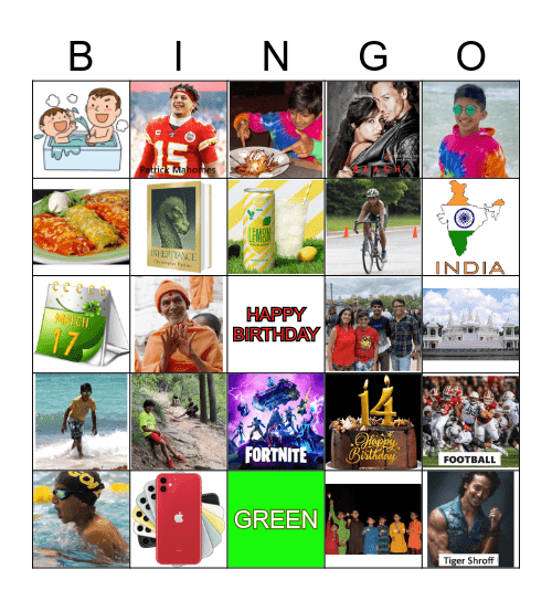 14TH BIRTHDAY Bingo Card